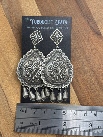 Concho Earrings by Thomas Charley, Navajo