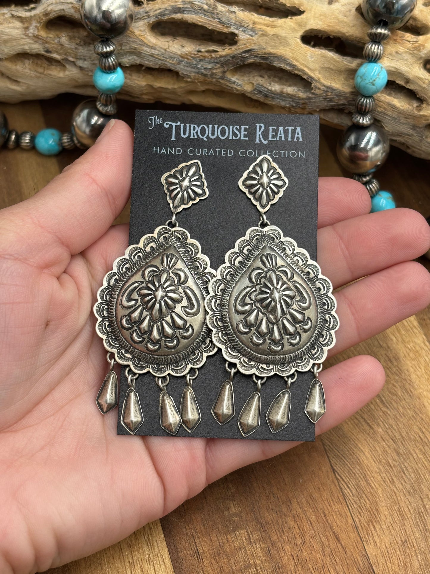 Concho Earrings by Thomas Charley, Navajo