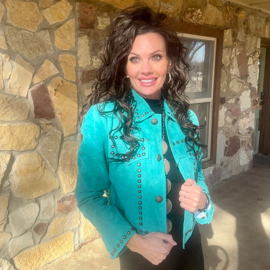 Turquoise Mafia Studded Jacket