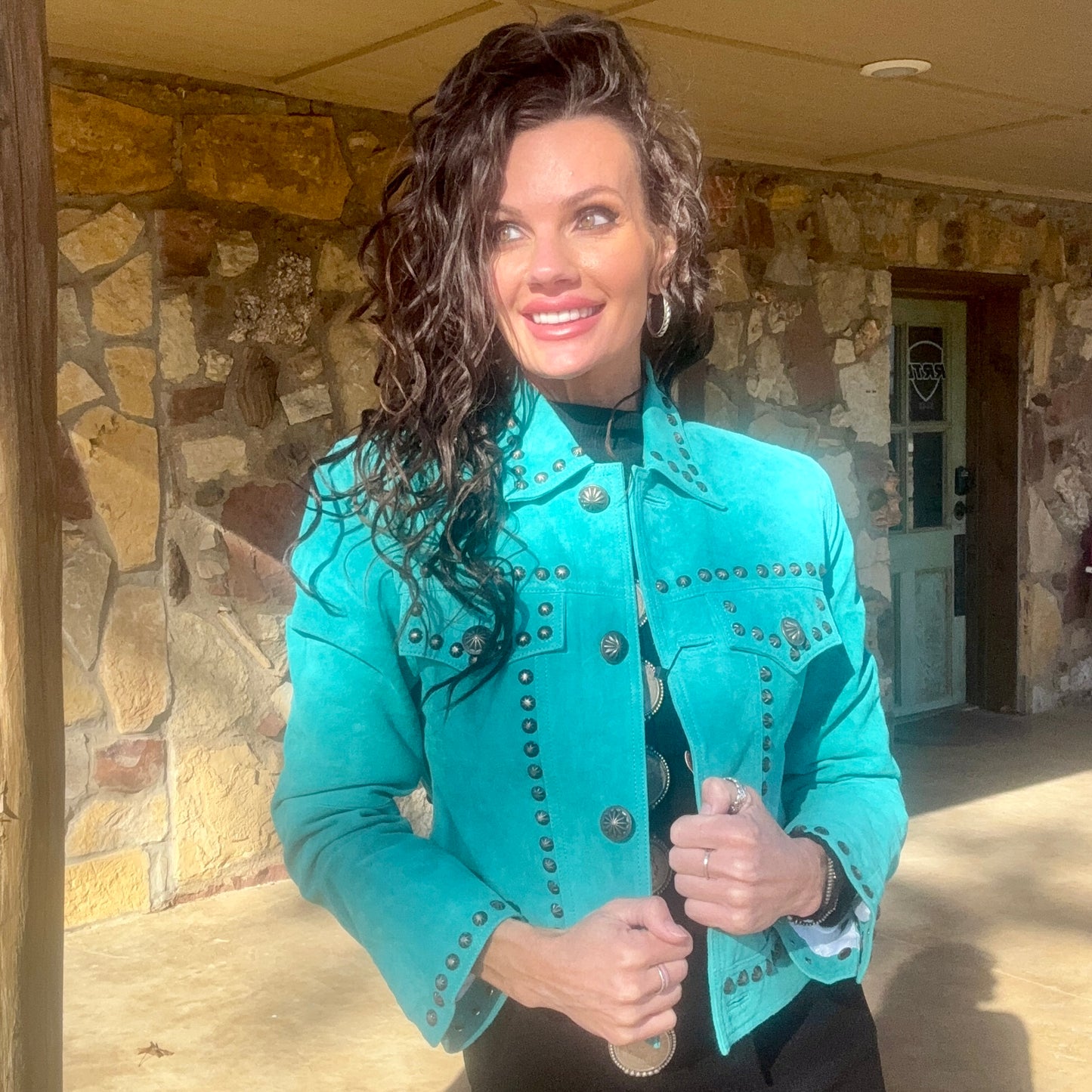 Turquoise Mafia Studded Jacket