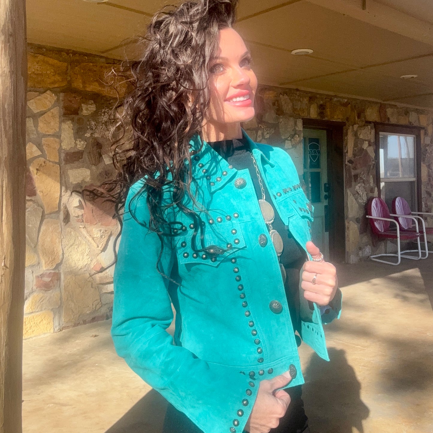 Turquoise Mafia Studded Jacket