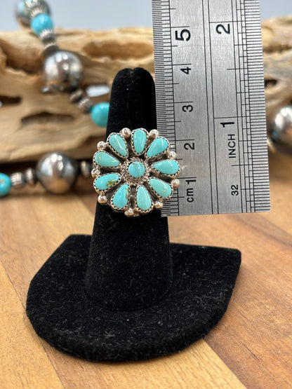 Turquoise Cluster Ring #726-1 by Arthur J Williams, Navajo