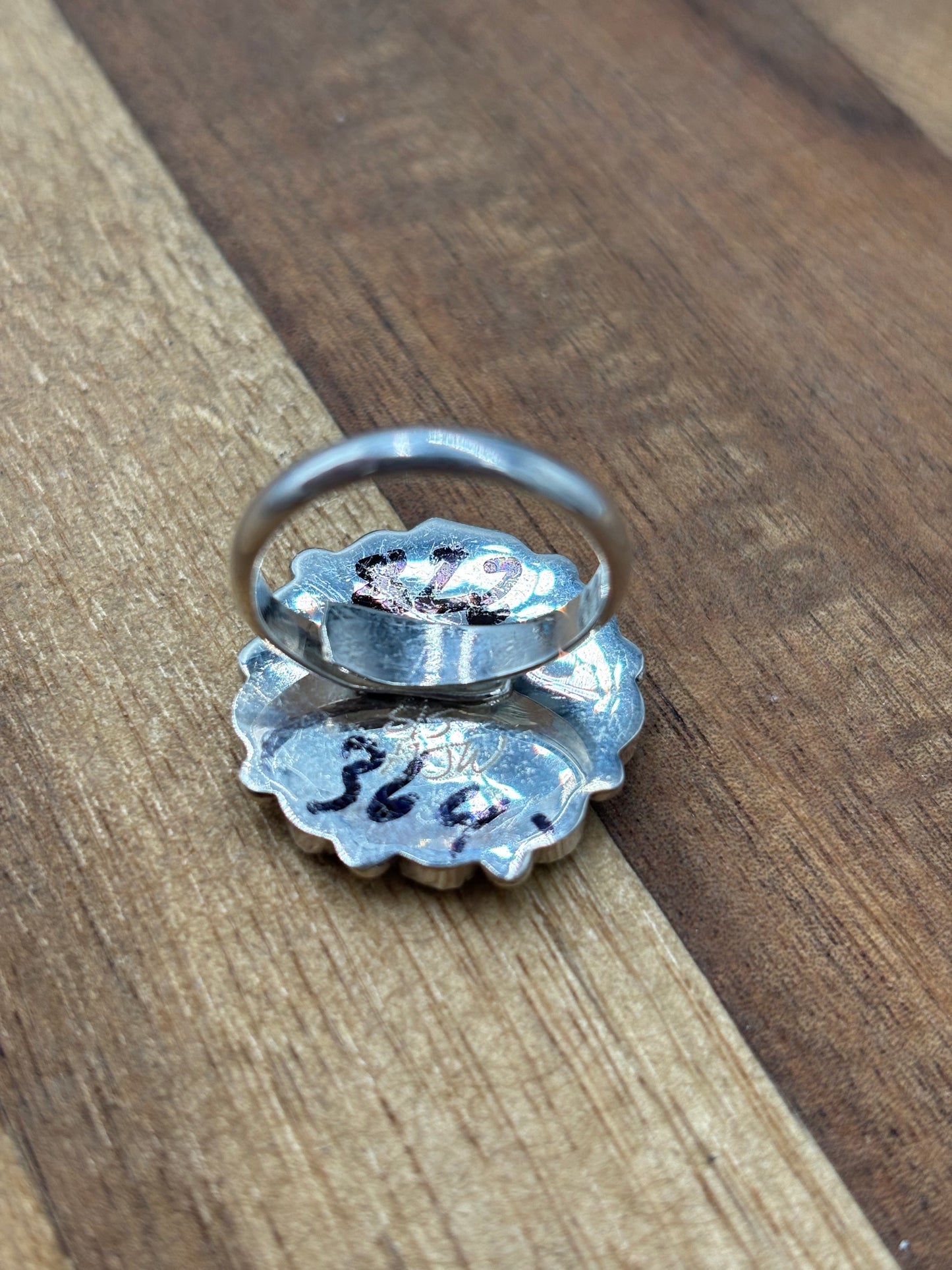 Turquoise Cluster Ring #726-1 by Arthur J Williams, Navajo