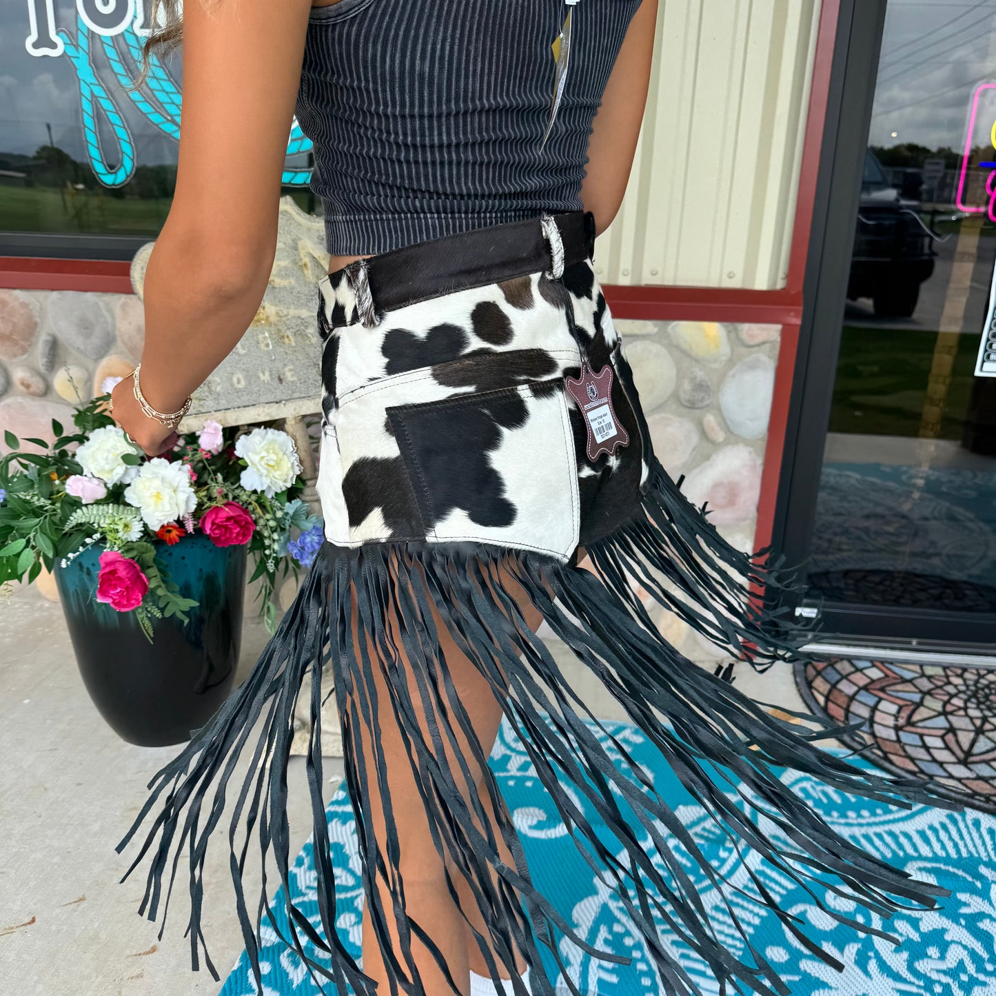 Cowgirl Luxe Cowhide Fringe Shorts