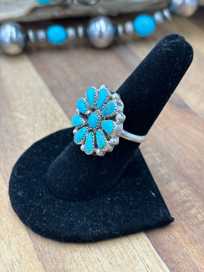 Turquoise Cluster Ring #726-2 by Arthur J Williams, Navajo