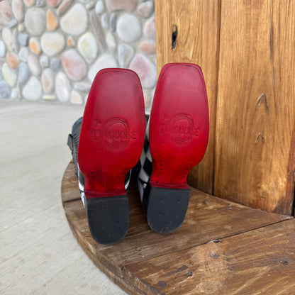 Signature Turquoise Reata Boot – Checkmate Red Bottom Square Toe