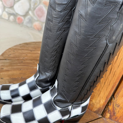 Signature Turquoise Reata Boot – Checkmate Red Bottom Square Toe