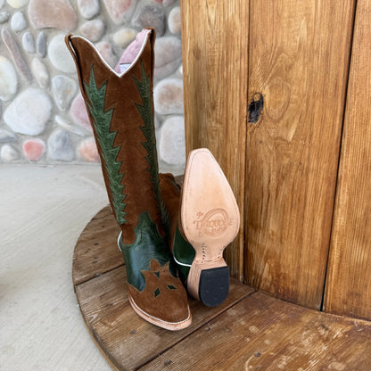 Signature Turquoise Reata Boot – The Pecos Green & Brown Snip Toe