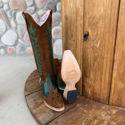 Signature Turquoise Reata Boot – The Pecos Green & Brown Snip Toe
