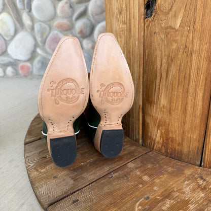 Signature Turquoise Reata Boot – The Pecos Green & Brown Snip Toe