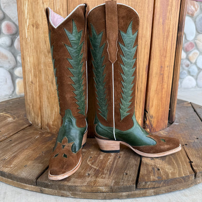 Signature Turquoise Reata Boot – The Pecos Green & Brown Snip Toe
