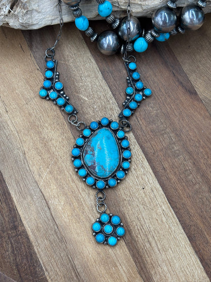 23" Turquoise Necklace #814-6 by Devin Brown, Navajo