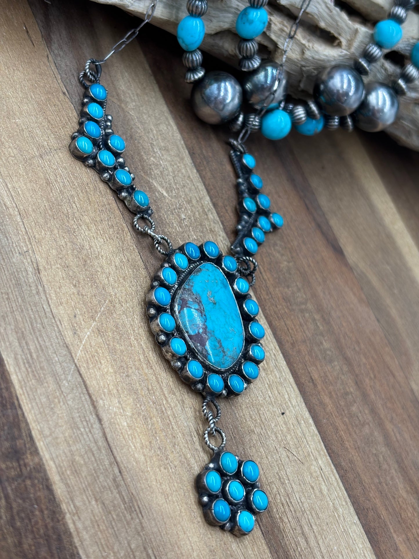 23" Turquoise Necklace #814-6 by Devin Brown, Navajo
