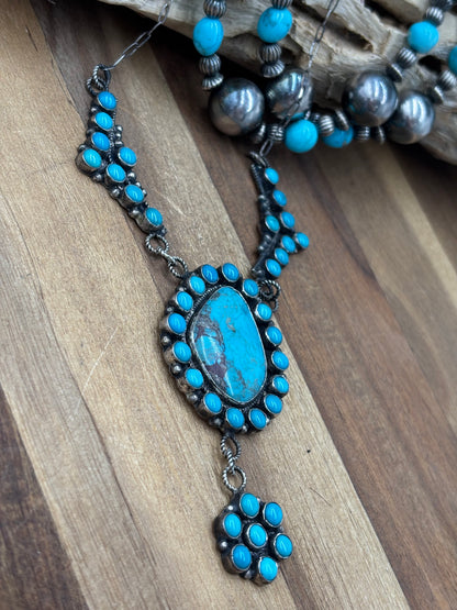 23" Turquoise Necklace #814-6 by Devin Brown, Navajo