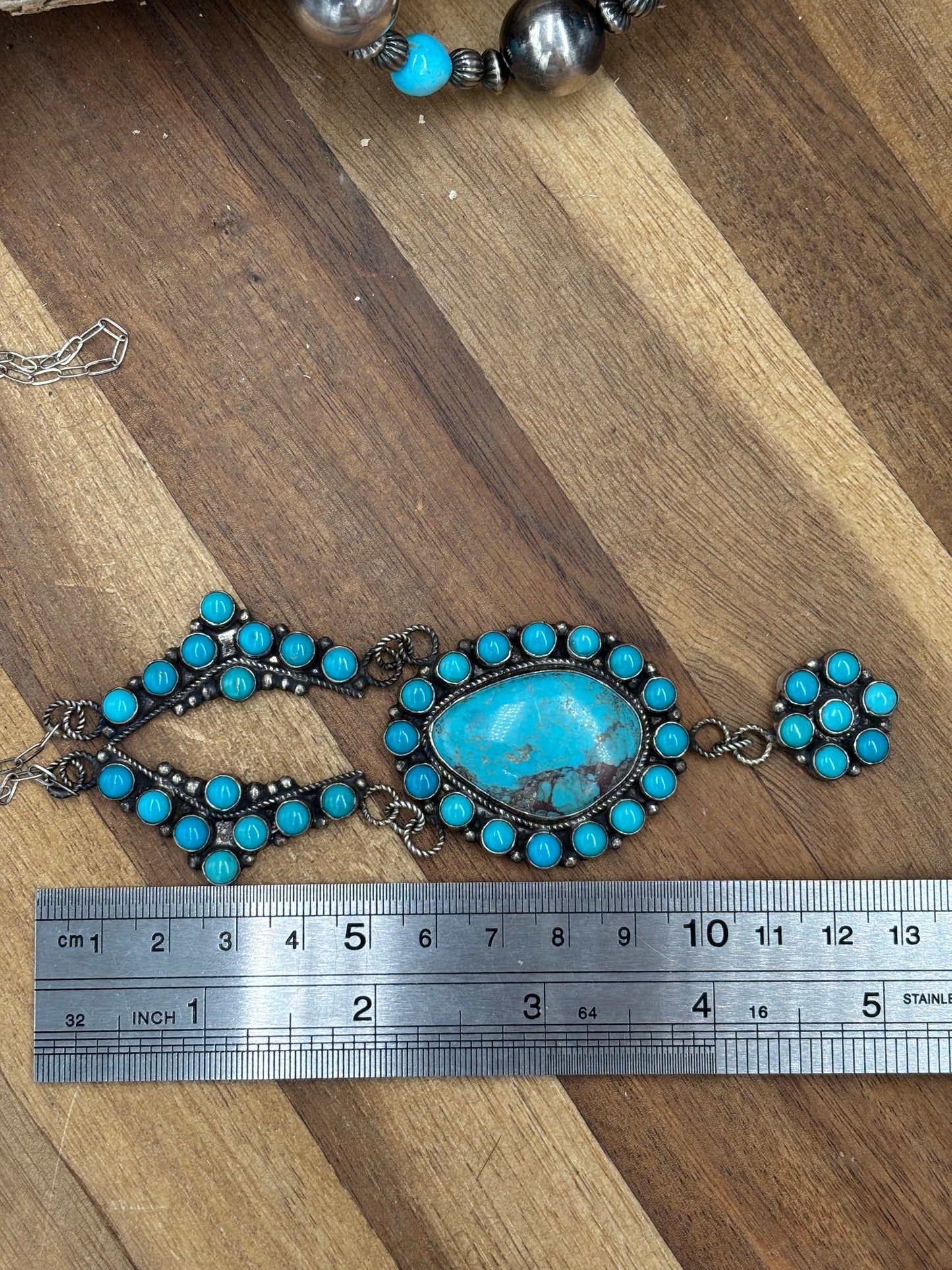 23" Turquoise Necklace #814-6 by Devin Brown, Navajo