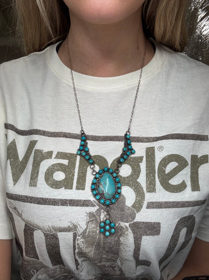 23" Turquoise Necklace #814-6 by Devin Brown, Navajo