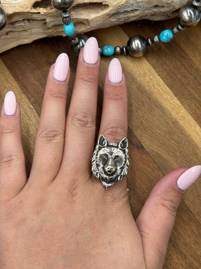 Wolf Ring #814-2 Size 12.5, Zuni