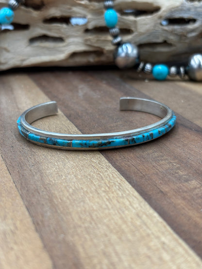 Turquoise Inlay Cuff #814-1 by Steve Francisco, Navajo