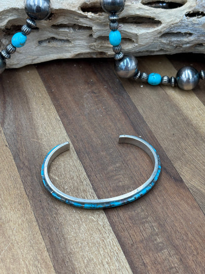 Turquoise Inlay Cuff #814-1 by Steve Francisco, Navajo