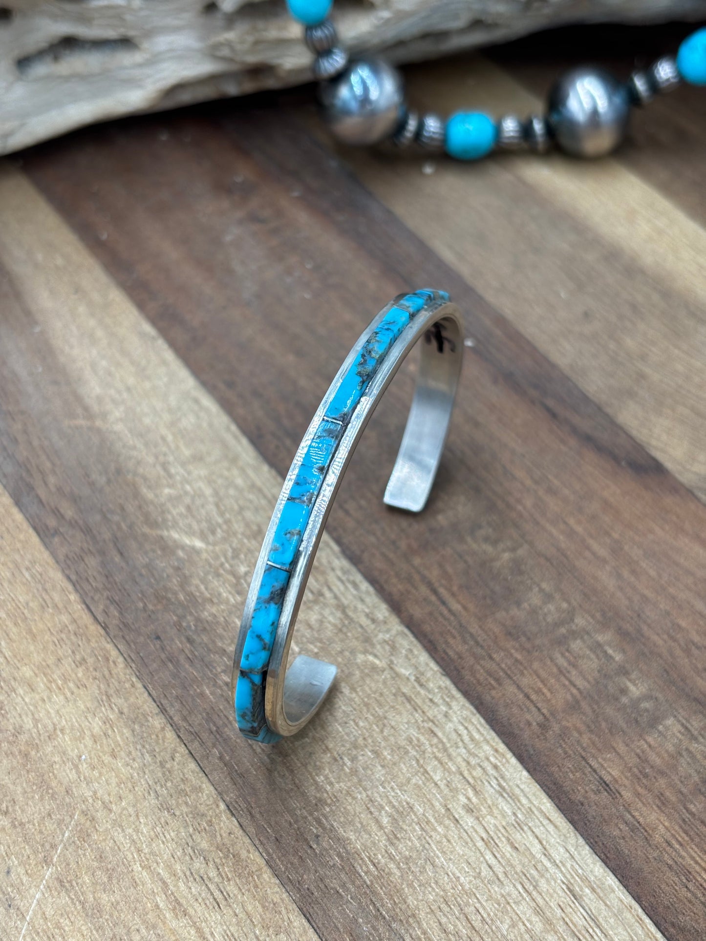 Turquoise Inlay Cuff #814-1 by Steve Francisco, Navajo