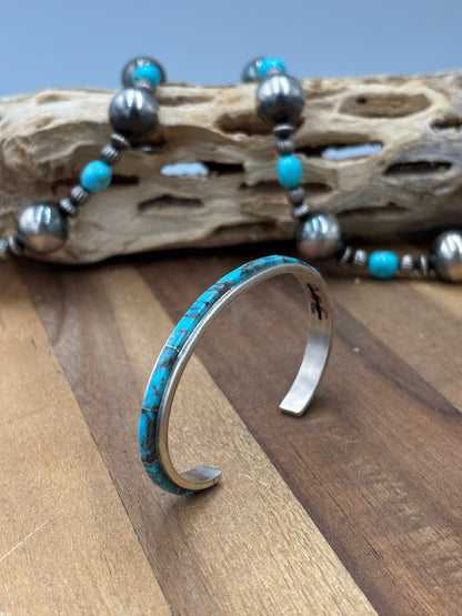 Turquoise Inlay Cuff #814-1 by Steve Francisco, Navajo