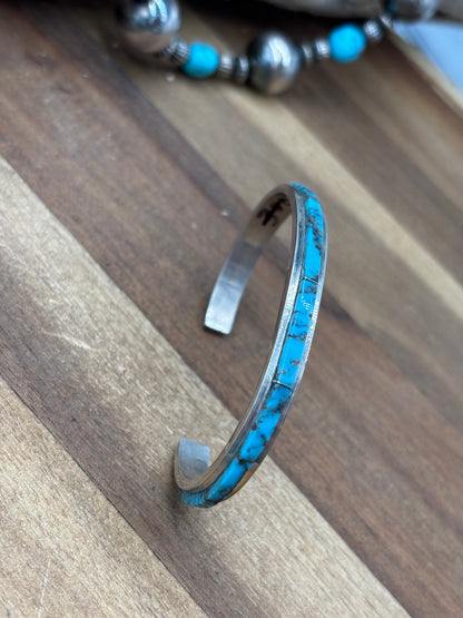 Turquoise Inlay Cuff #814-1 by Steve Francisco, Navajo