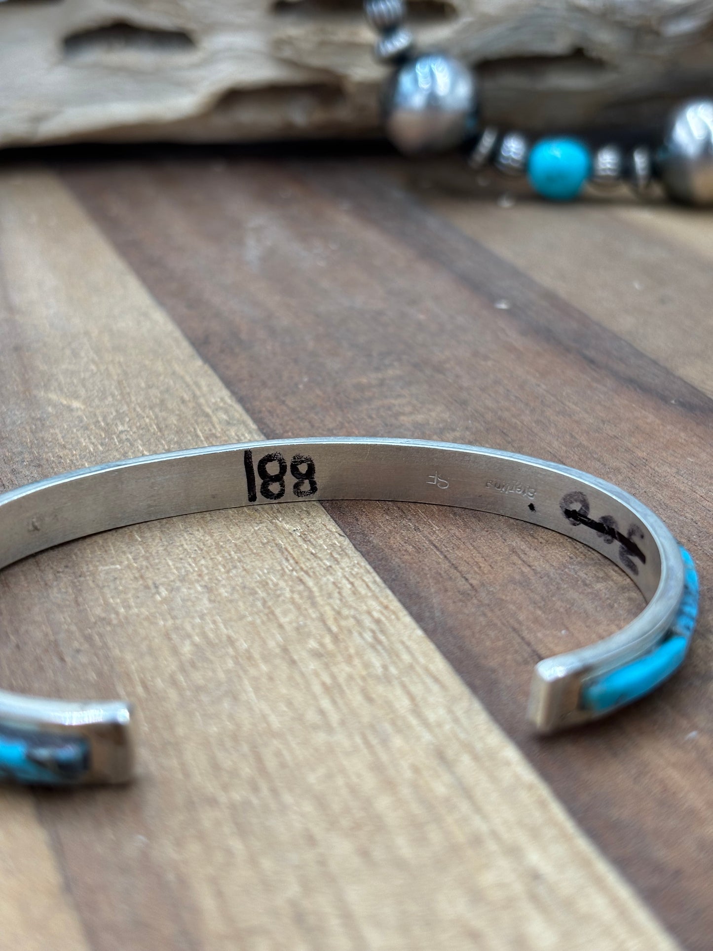Turquoise Inlay Cuff #814-1 by Steve Francisco, Navajo