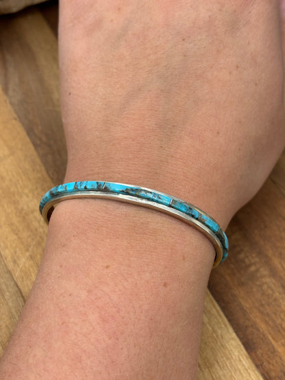 Turquoise Inlay Cuff #814-1 by Steve Francisco, Navajo