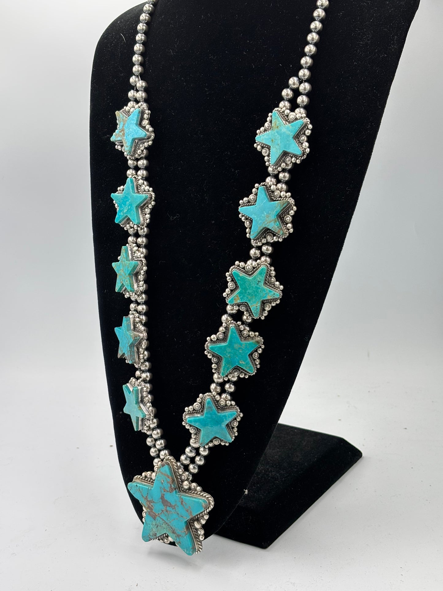 Kingman Turquoise Star Statement Necklace & Earring Set by Elouise Kee, Navajo