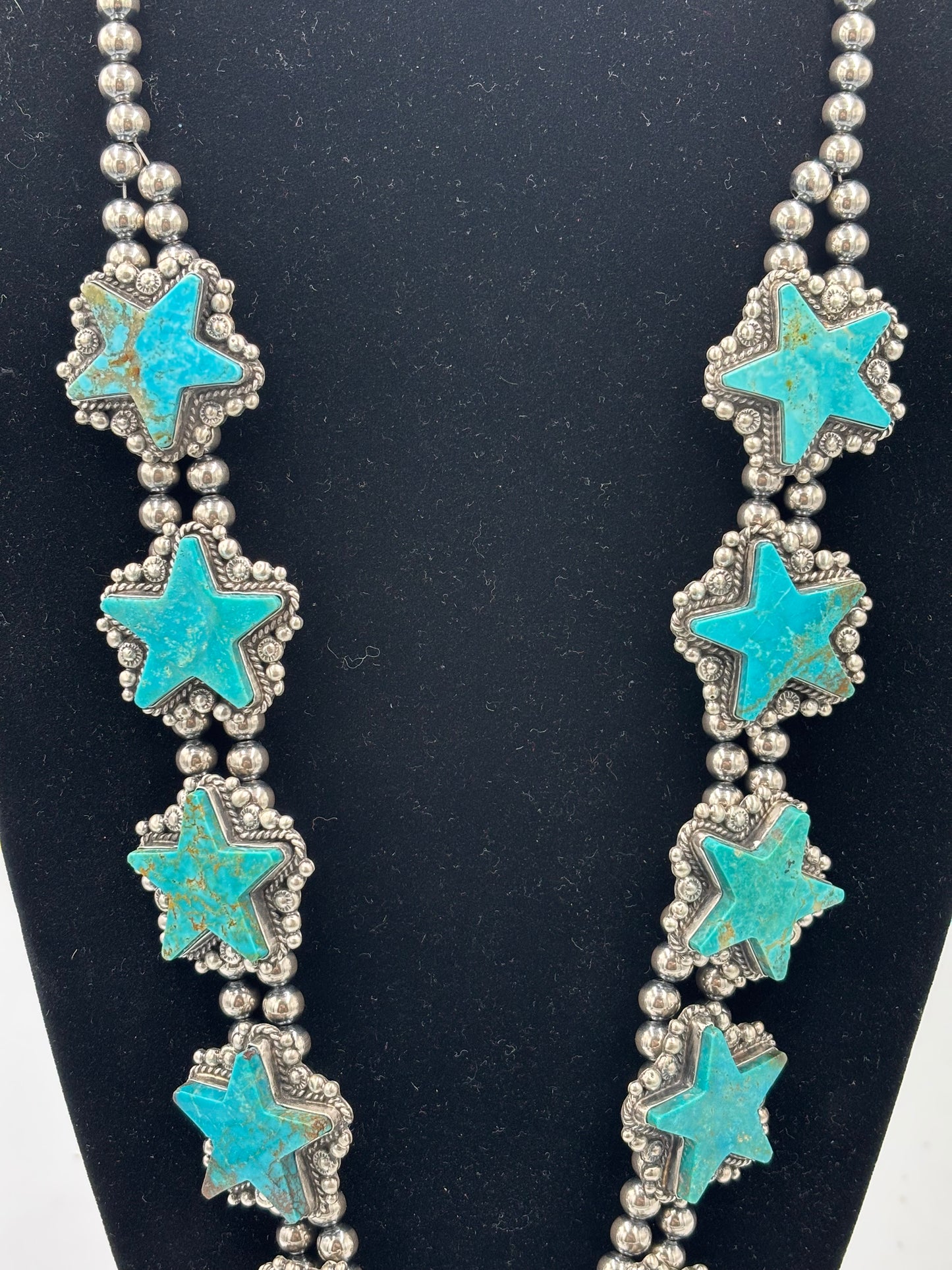 Kingman Turquoise Star Statement Necklace & Earring Set by Elouise Kee, Navajo