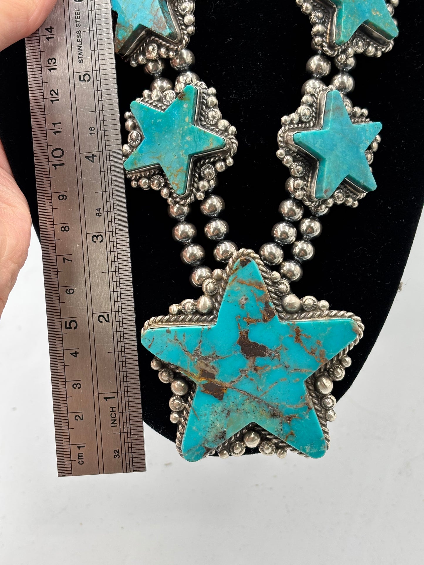 Kingman Turquoise Star Statement Necklace & Earring Set by Elouise Kee, Navajo