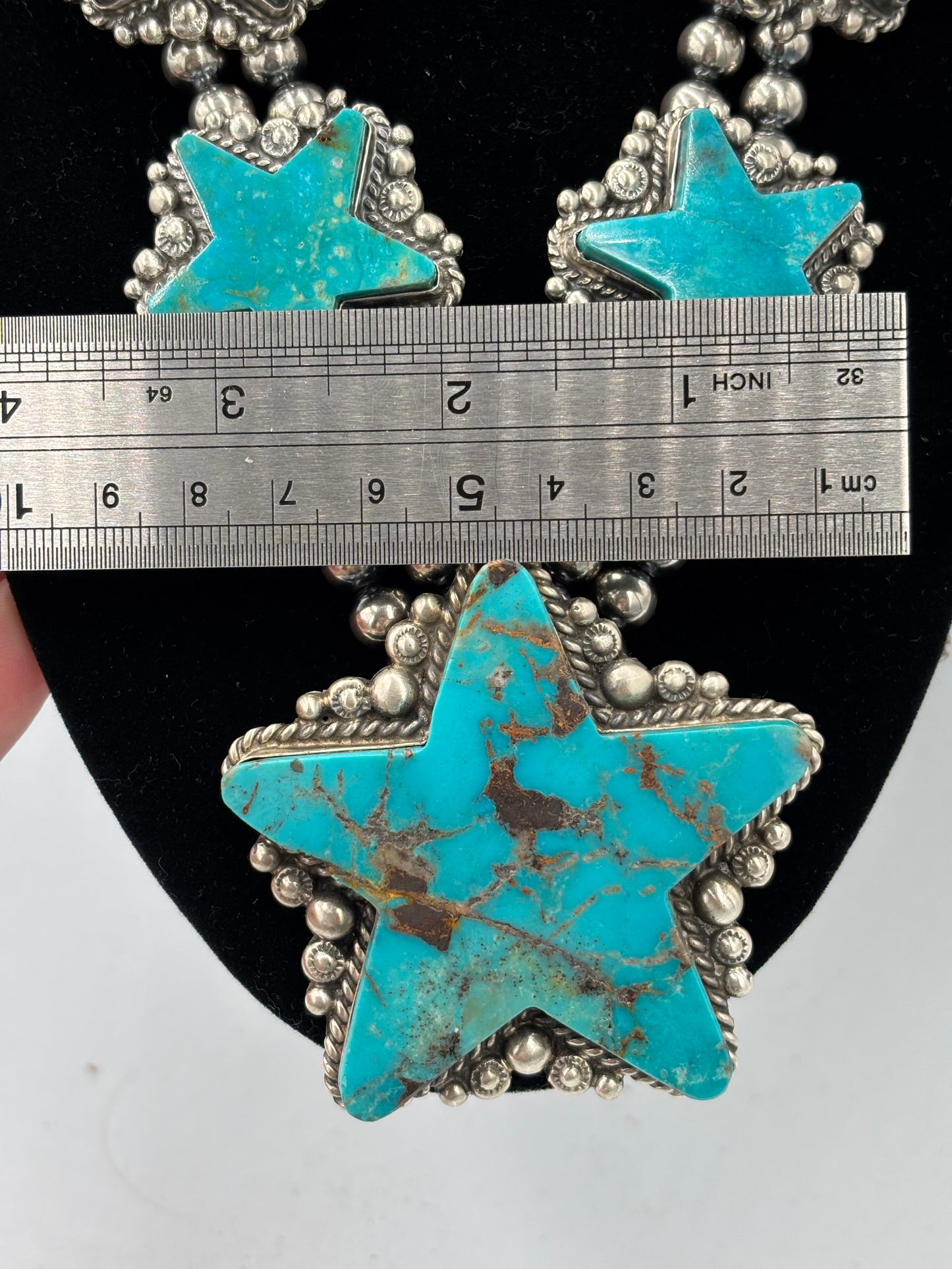 Kingman Turquoise Star Statement Necklace & Earring Set by Elouise Kee, Navajo
