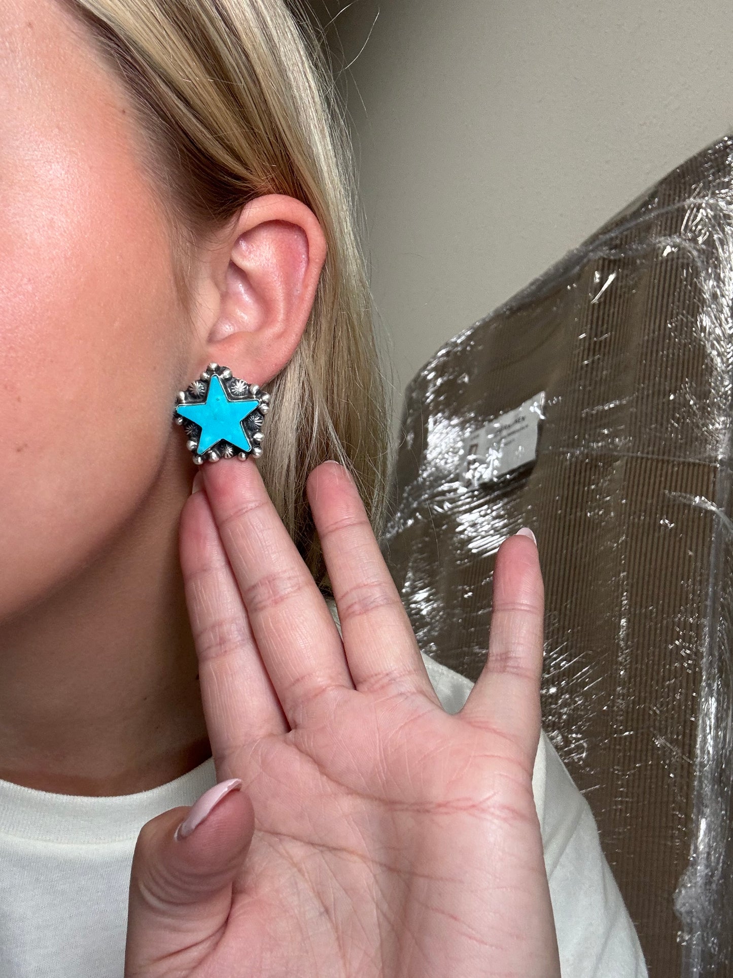 Kingman Turquoise Star Statement Necklace & Earring Set by Elouise Kee, Navajo