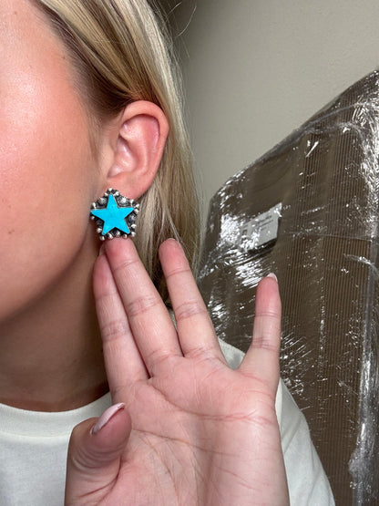Kingman Turquoise Star Statement Necklace & Earring Set by Elouise Kee, Navajo