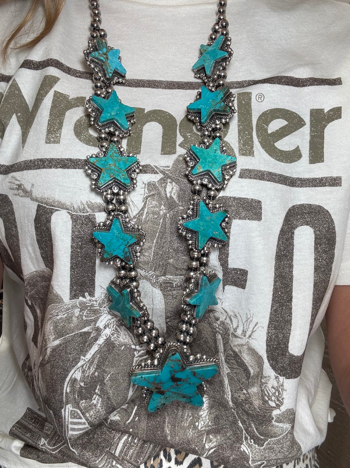 Kingman Turquoise Star Statement Necklace & Earring Set by Elouise Kee, Navajo