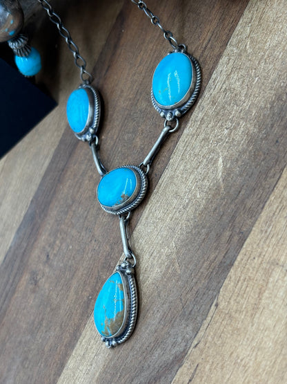 Turquoise Lariat & Earring Set by G Rios