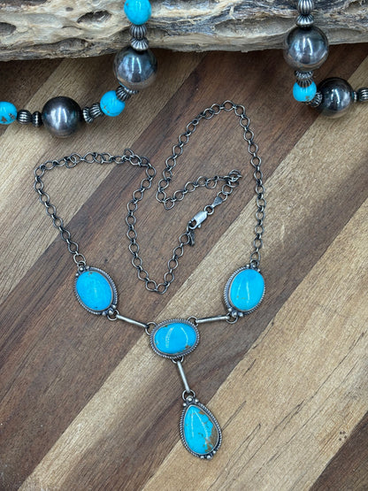 Turquoise Lariat & Earring Set by G Rios