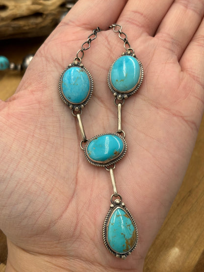 Turquoise Lariat & Earring Set by G Rios