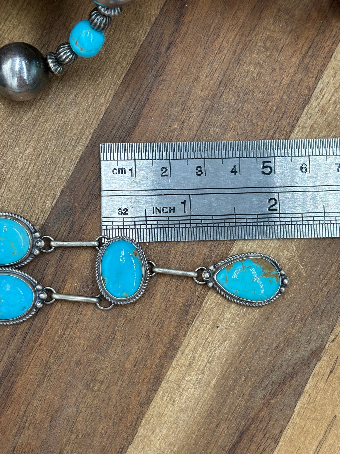 Turquoise Lariat & Earring Set by G Rios