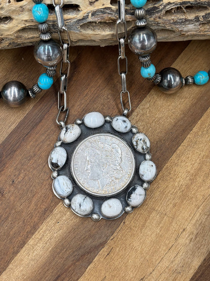 White Buffalo #826-11 Coin Necklace by Boyd Ashley, Navajo