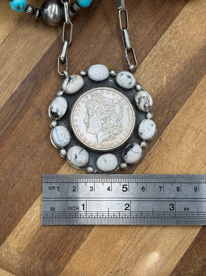 White Buffalo #826-11 Coin Necklace by Boyd Ashley, Navajo