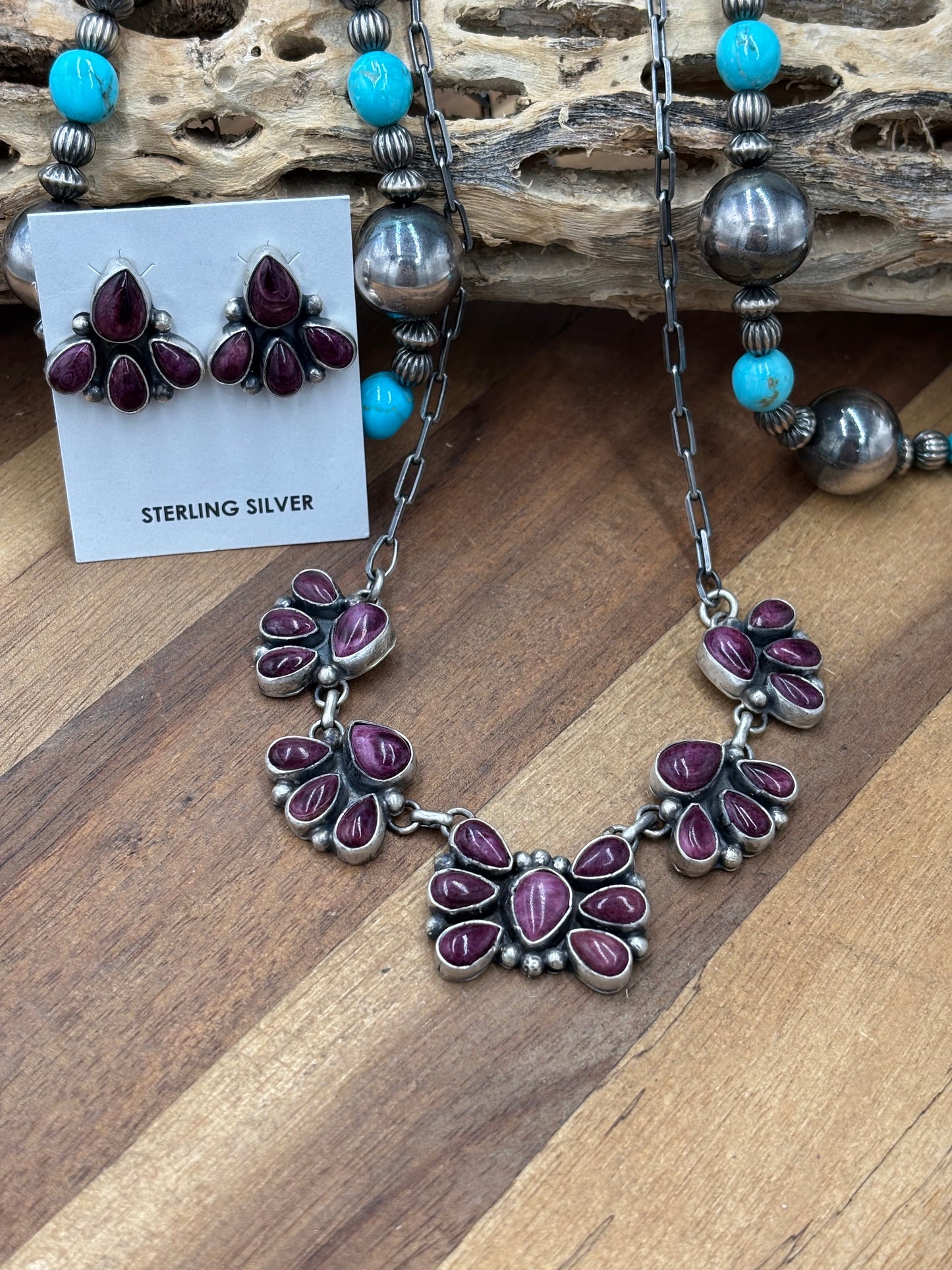 Purple Spiny #826-12 Cluster Necklace & Earring Set by Sharon Francisco, Navajo