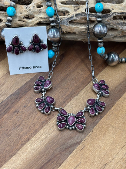 Purple Spiny #826-12 Cluster Necklace & Earring Set by Sharon Francisco, Navajo