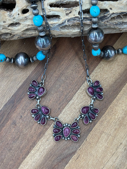 Purple Spiny #826-12 Cluster Necklace & Earring Set by Sharon Francisco, Navajo