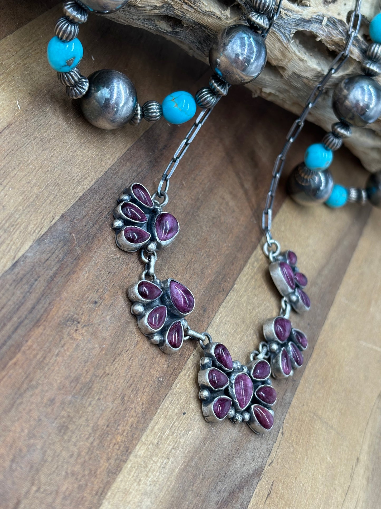 Purple Spiny #826-12 Cluster Necklace & Earring Set by Sharon Francisco, Navajo