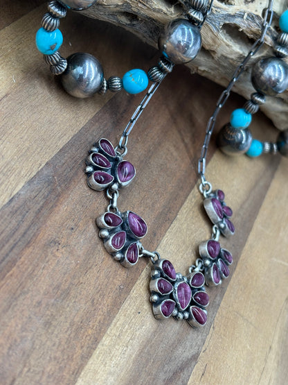 Purple Spiny #826-12 Cluster Necklace & Earring Set by Sharon Francisco, Navajo