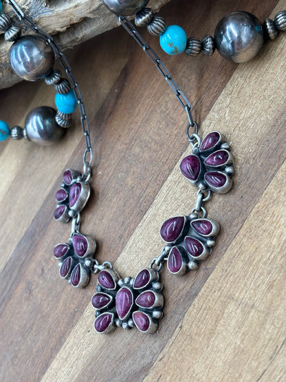 Purple Spiny #826-12 Cluster Necklace & Earring Set by Sharon Francisco, Navajo