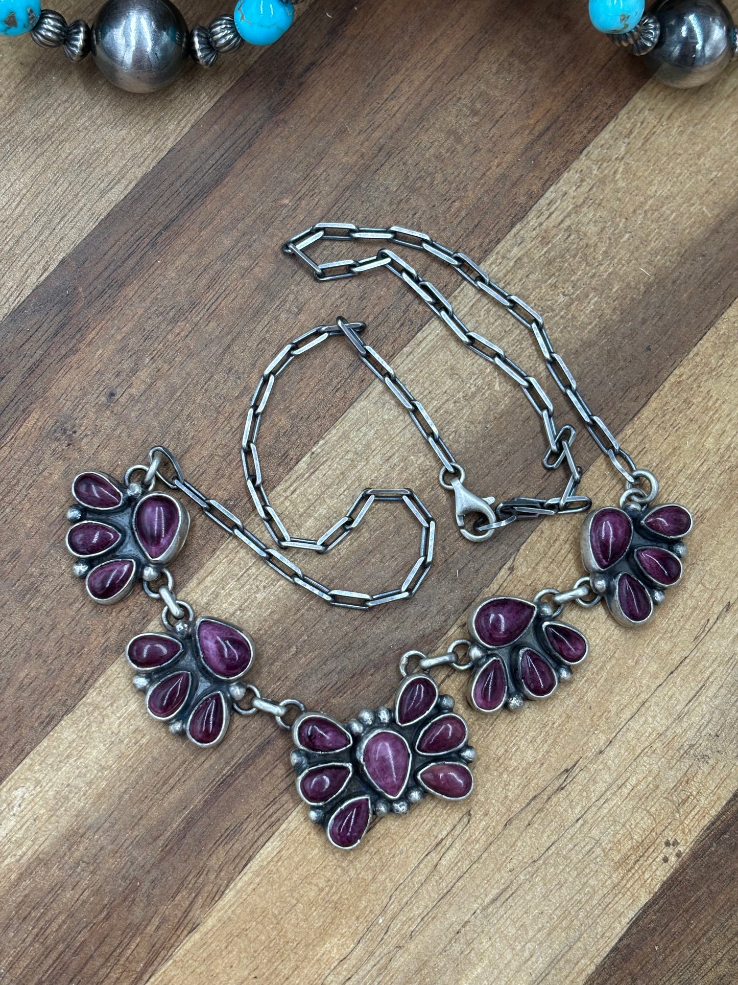 Purple Spiny #826-12 Cluster Necklace & Earring Set by Sharon Francisco, Navajo