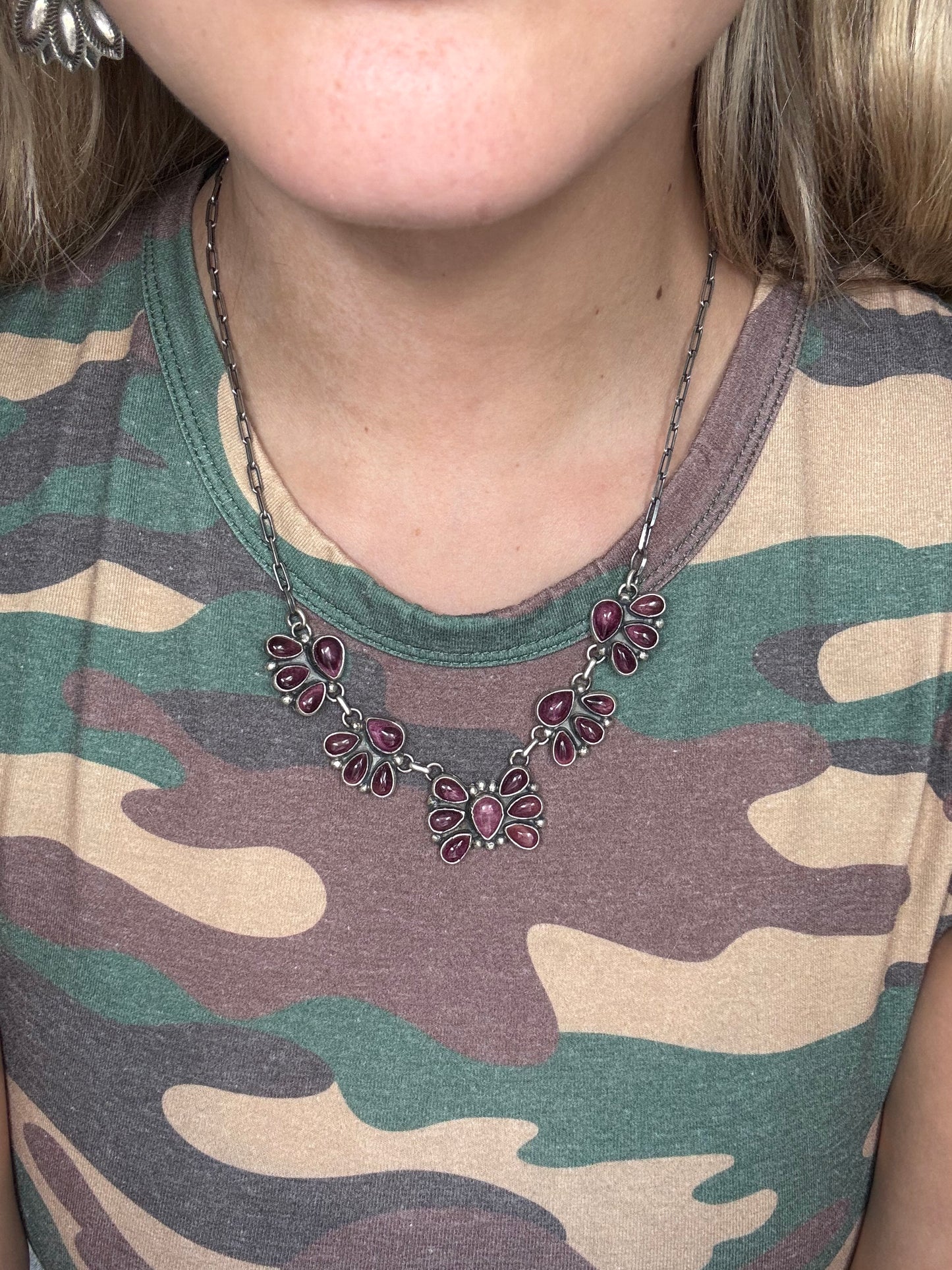 Purple Spiny #826-12 Cluster Necklace & Earring Set by Sharon Francisco, Navajo