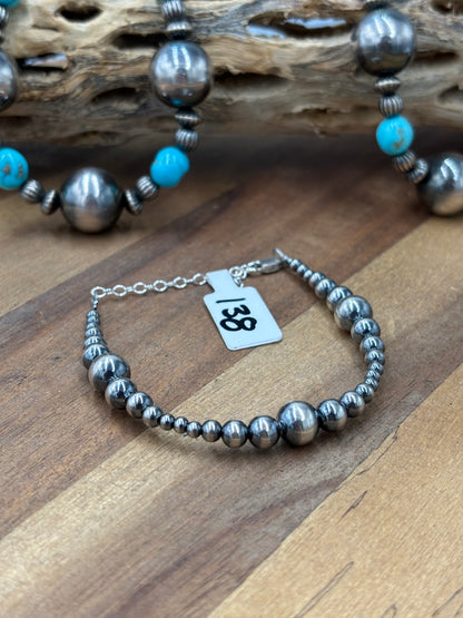 3mm-8mm #826-12 Graduated Sterling Silver Pearl Bracelet